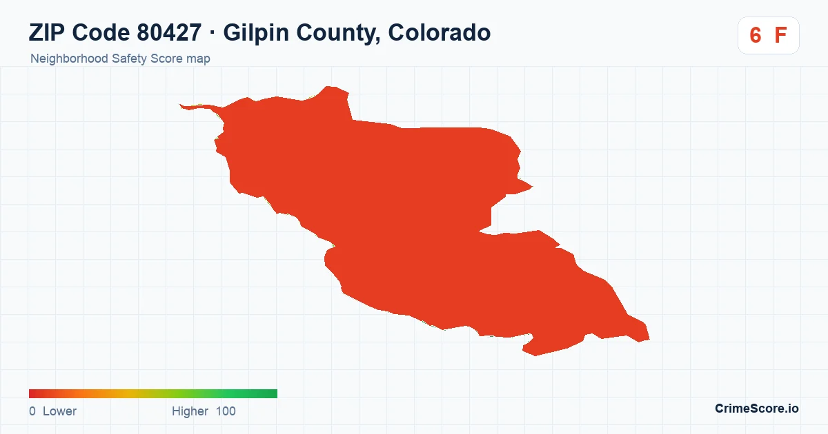 ZIP Code 80427 in Gilpin County, Colorado neighborhood Safety Score map