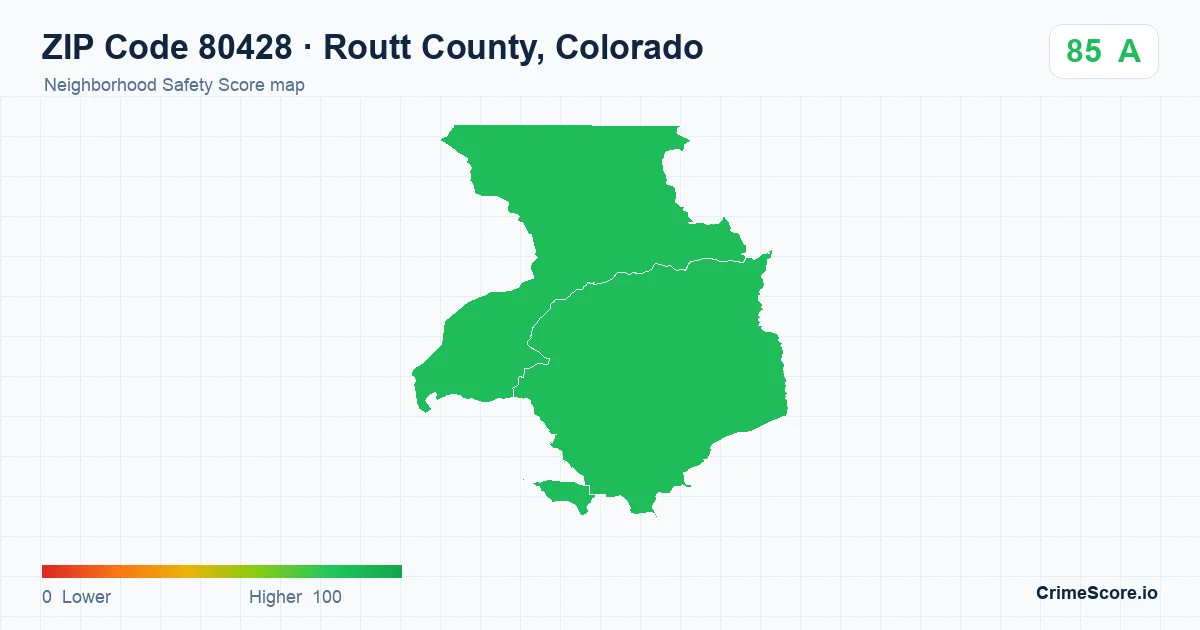 ZIP Code 80428 in Routt County, Colorado neighborhood Safety Score map