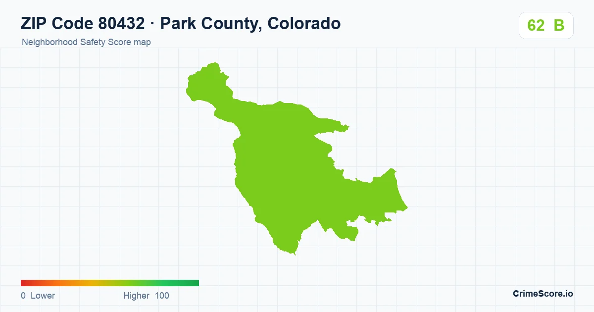 ZIP Code 80432 in Park County, Colorado neighborhood Safety Score map