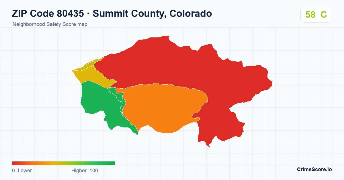 ZIP Code 80435 in Summit County, Colorado neighborhood Safety Score map