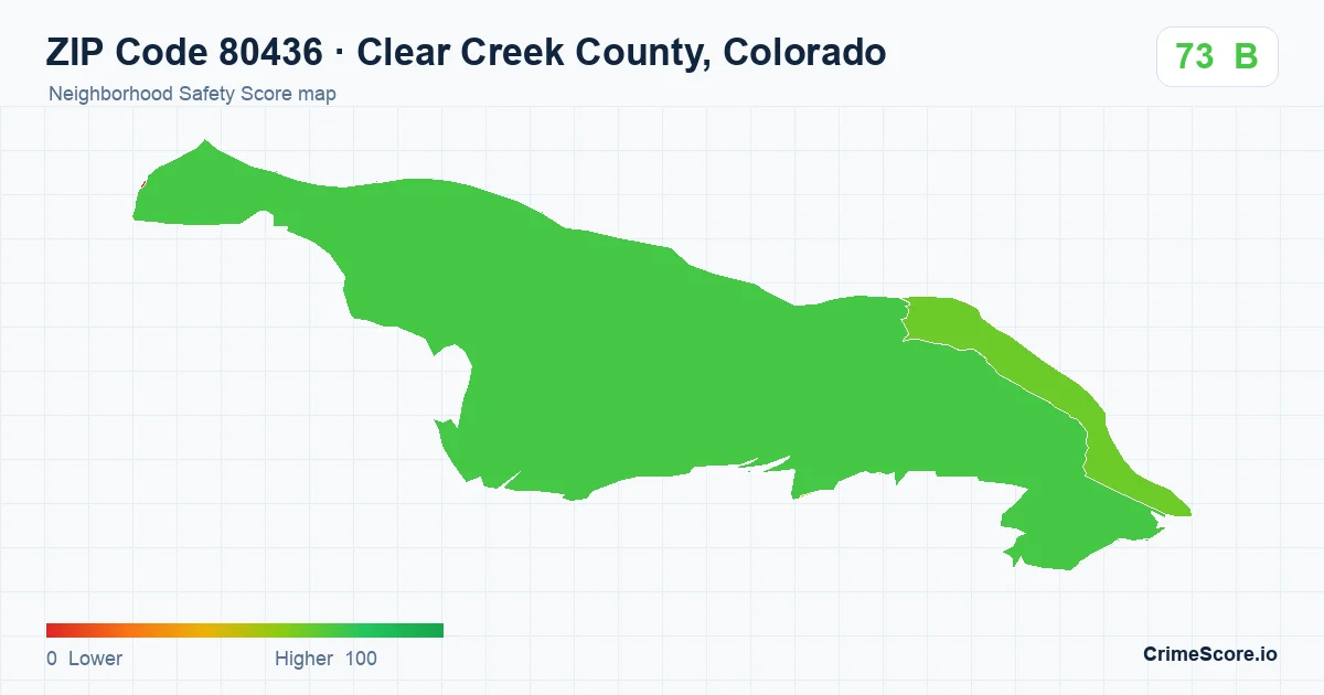ZIP Code 80436 in Clear Creek County, Colorado neighborhood Safety Score map