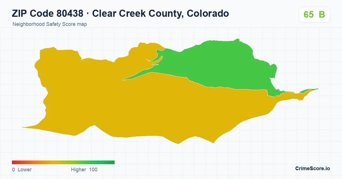 ZIP Code 80438 in Clear Creek County, Colorado neighborhood Safety Score map
