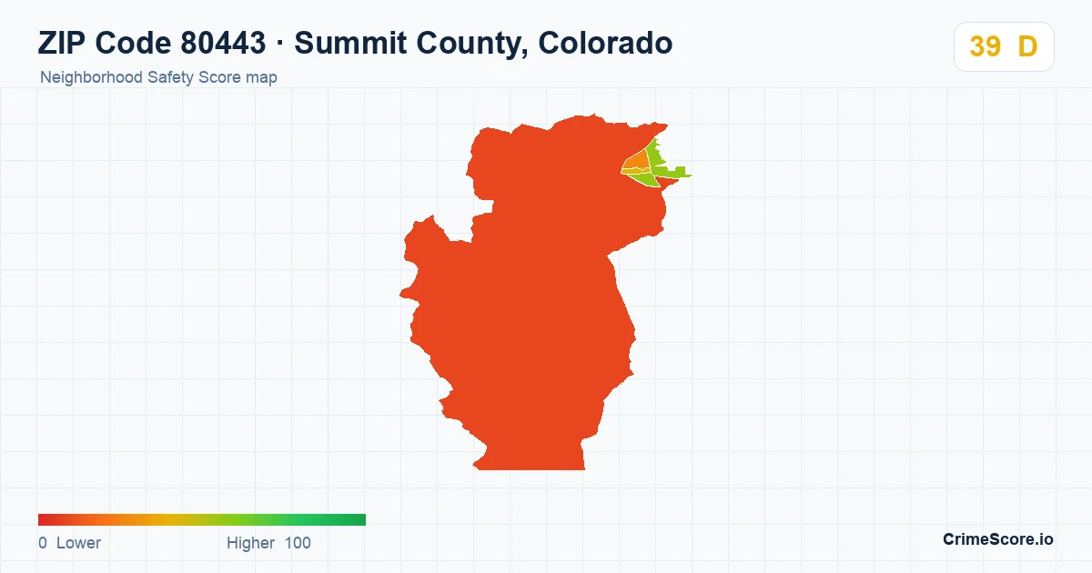 ZIP Code 80443 in Summit County, Colorado neighborhood Safety Score map