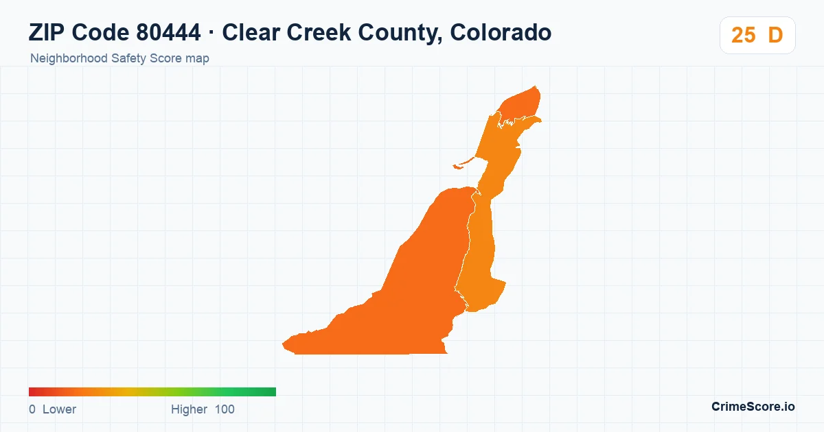 ZIP Code 80444 in Clear Creek County, Colorado neighborhood Safety Score map