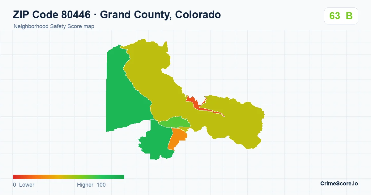 ZIP Code 80446 in Grand County, Colorado neighborhood Safety Score map