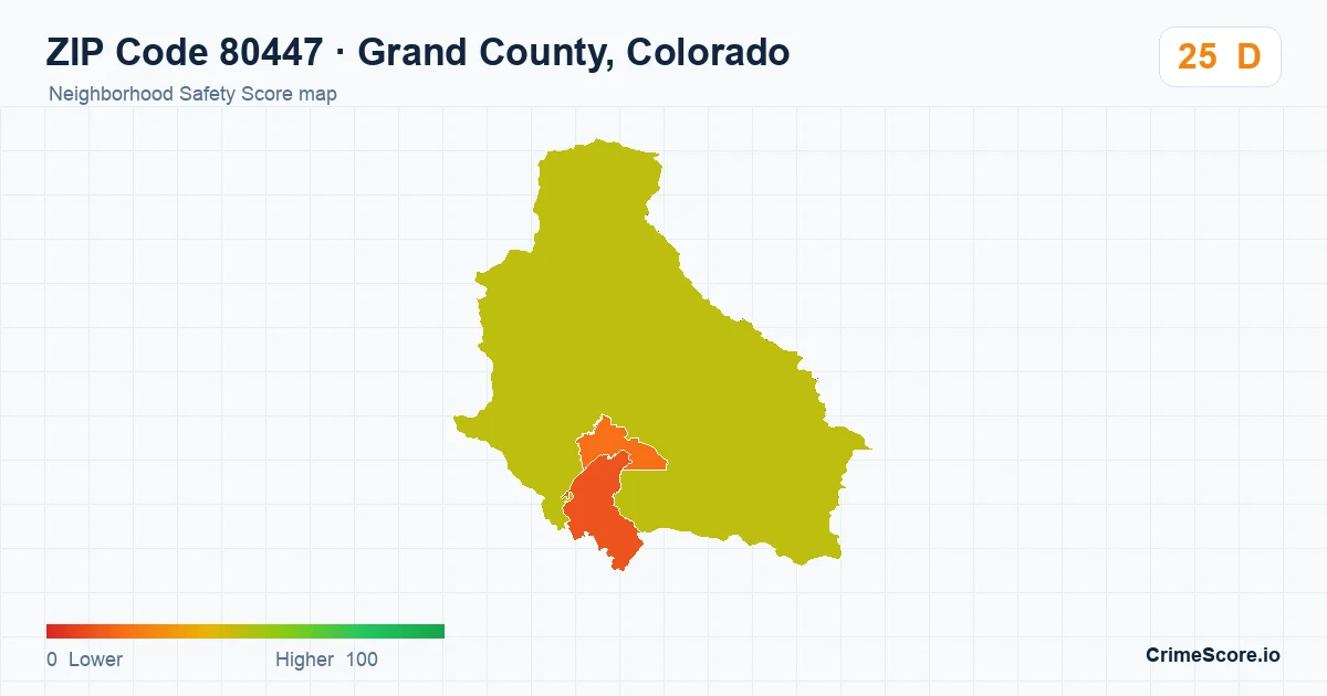 ZIP Code 80447 in Grand County, Colorado neighborhood Safety Score map