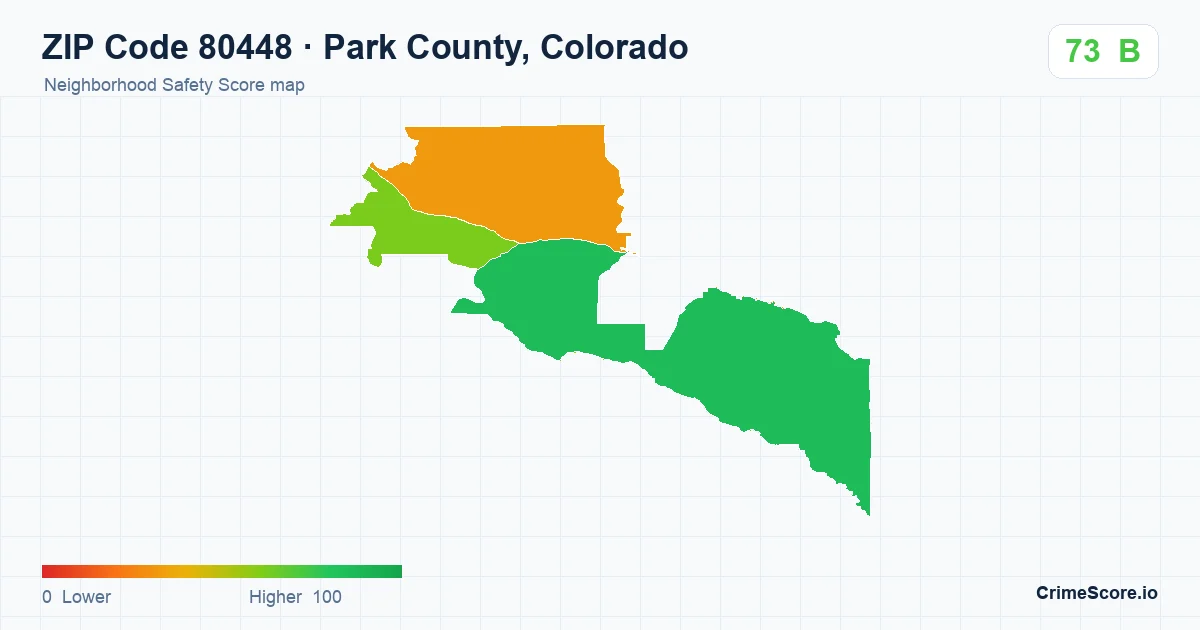 ZIP Code 80448 in Park County, Colorado neighborhood Safety Score map
