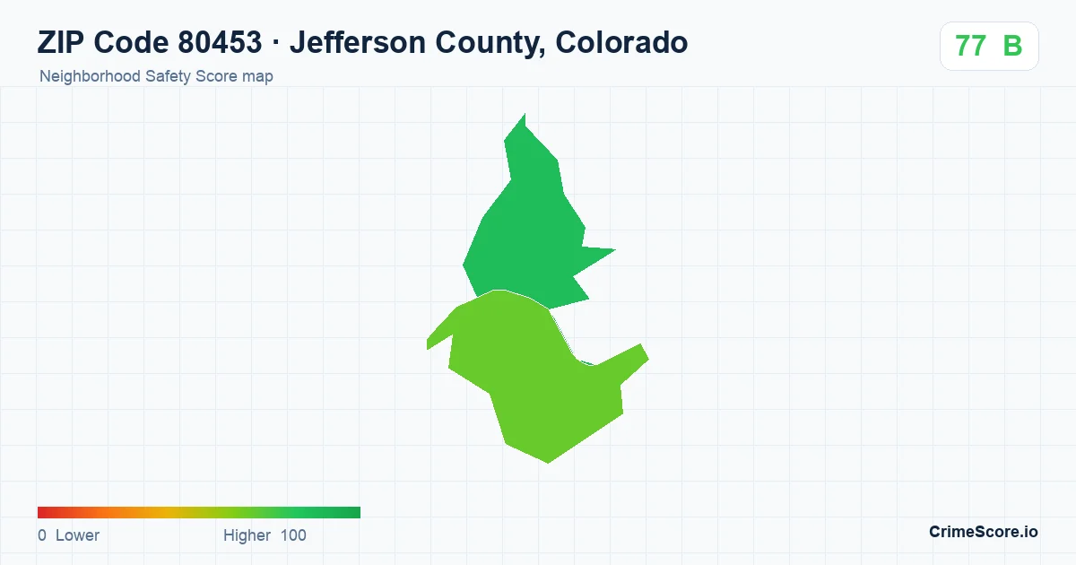 ZIP Code 80453 in Jefferson County, Colorado neighborhood Safety Score map