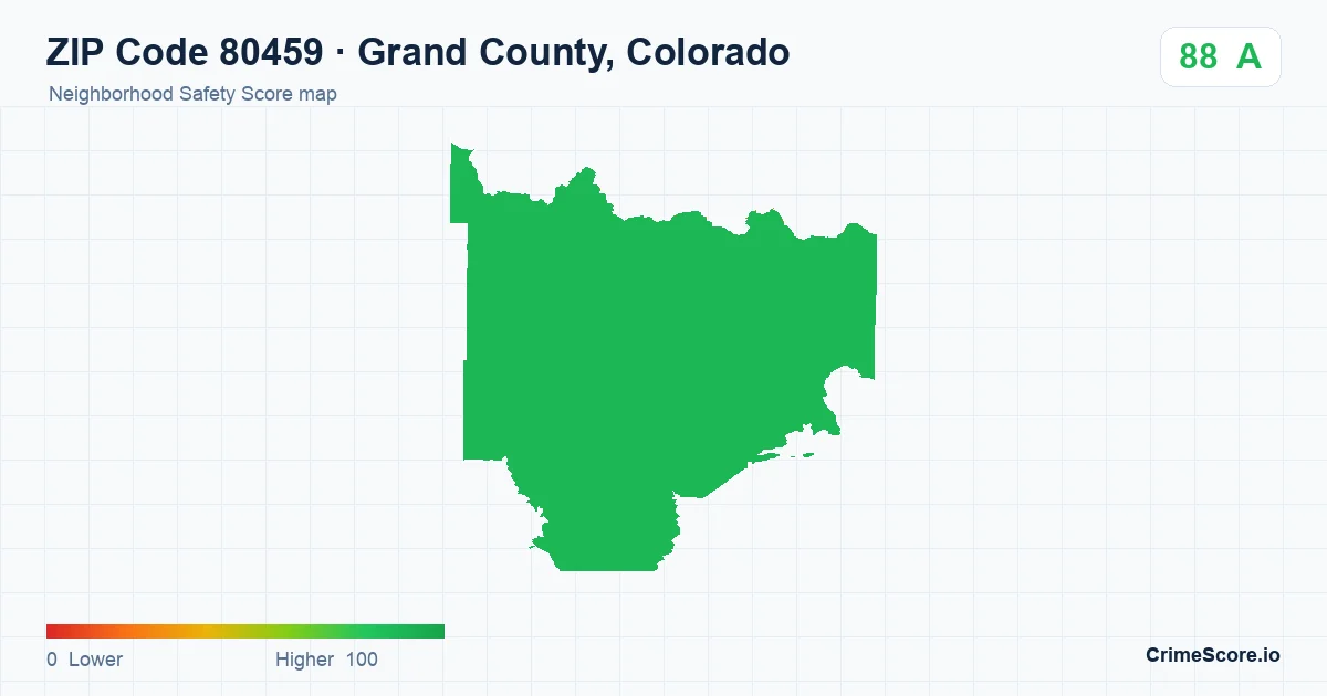 ZIP Code 80459 in Grand County, Colorado neighborhood Safety Score map