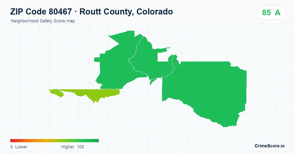 ZIP Code 80467 in Routt County, Colorado neighborhood Safety Score map