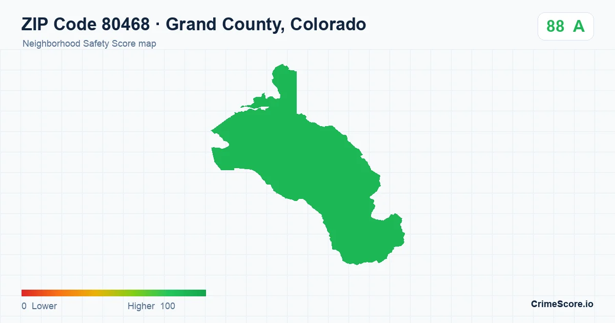 ZIP Code 80468 in Grand County, Colorado neighborhood Safety Score map