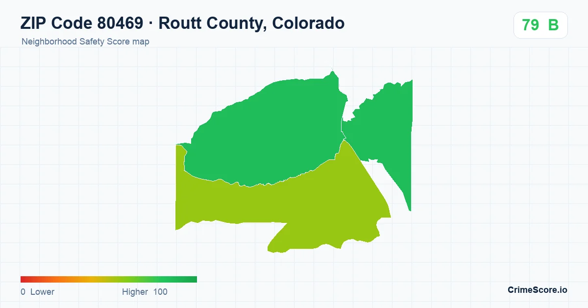 ZIP Code 80469 in Routt County, Colorado neighborhood Safety Score map