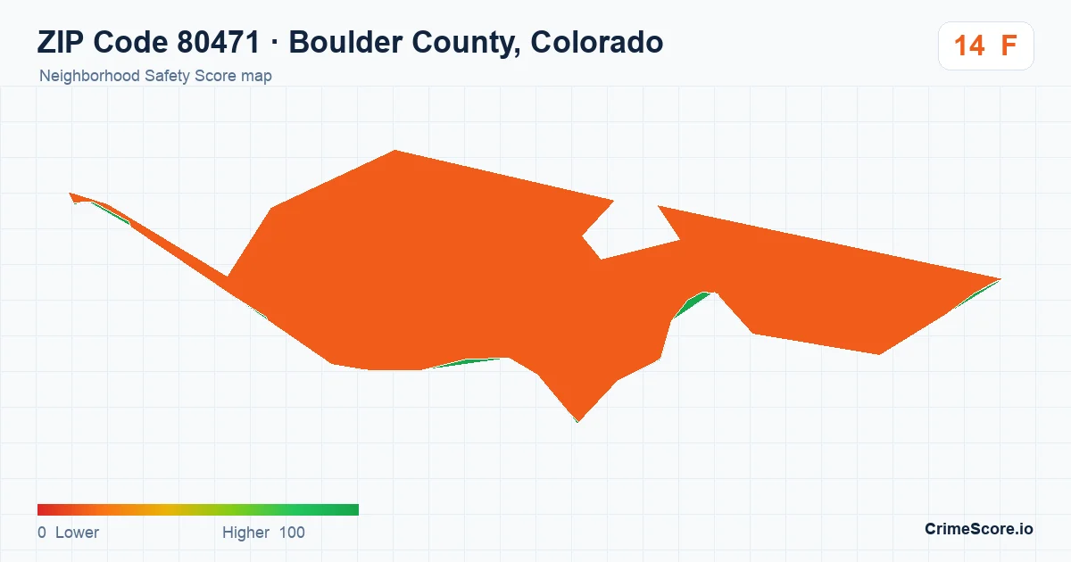 ZIP Code 80471 in Boulder County, Colorado neighborhood Safety Score map
