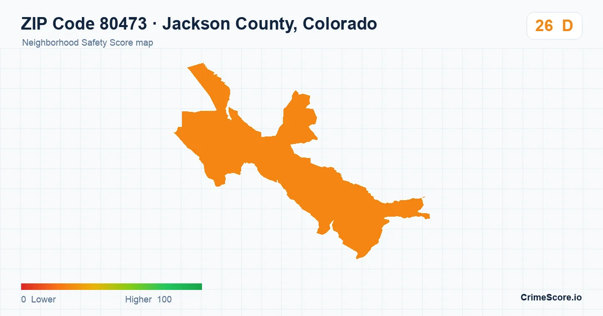 ZIP Code 80473 in Jackson County, Colorado neighborhood Safety Score map