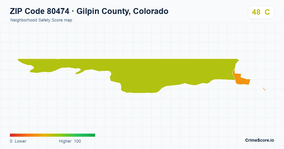 ZIP Code 80474 in Gilpin County, Colorado neighborhood Safety Score map