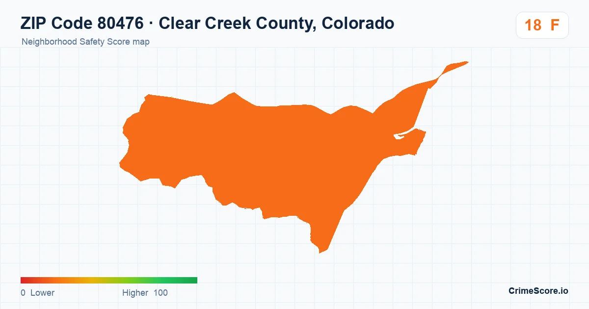 ZIP Code 80476 in Clear Creek County, Colorado neighborhood Safety Score map