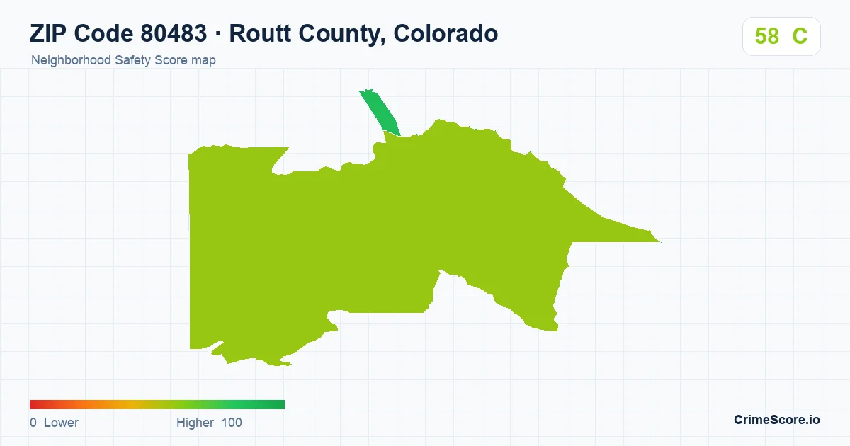 ZIP Code 80483 in Routt County, Colorado neighborhood Safety Score map