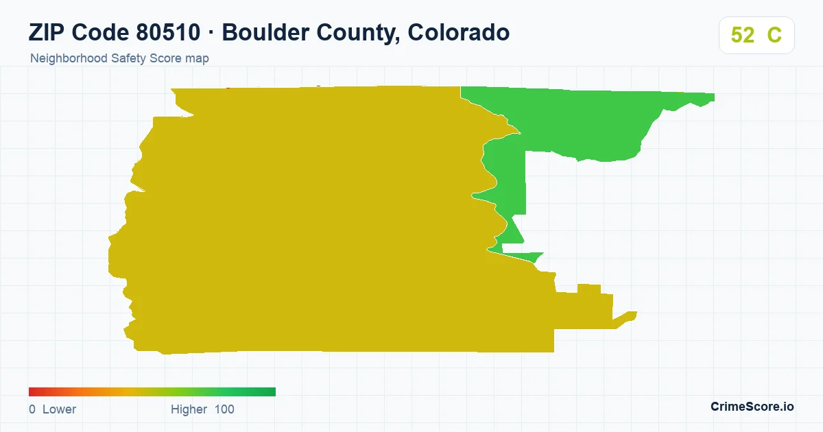 ZIP Code 80510 in Boulder County, Colorado neighborhood Safety Score map