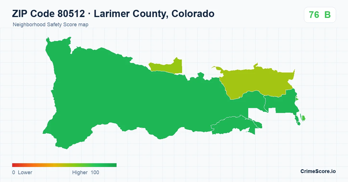 ZIP Code 80512 in Larimer County, Colorado neighborhood Safety Score map