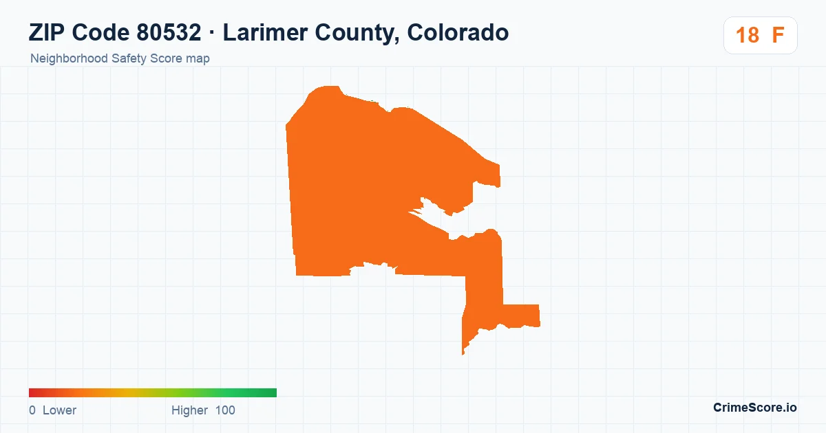 ZIP Code 80532 in Larimer County, Colorado neighborhood Safety Score map
