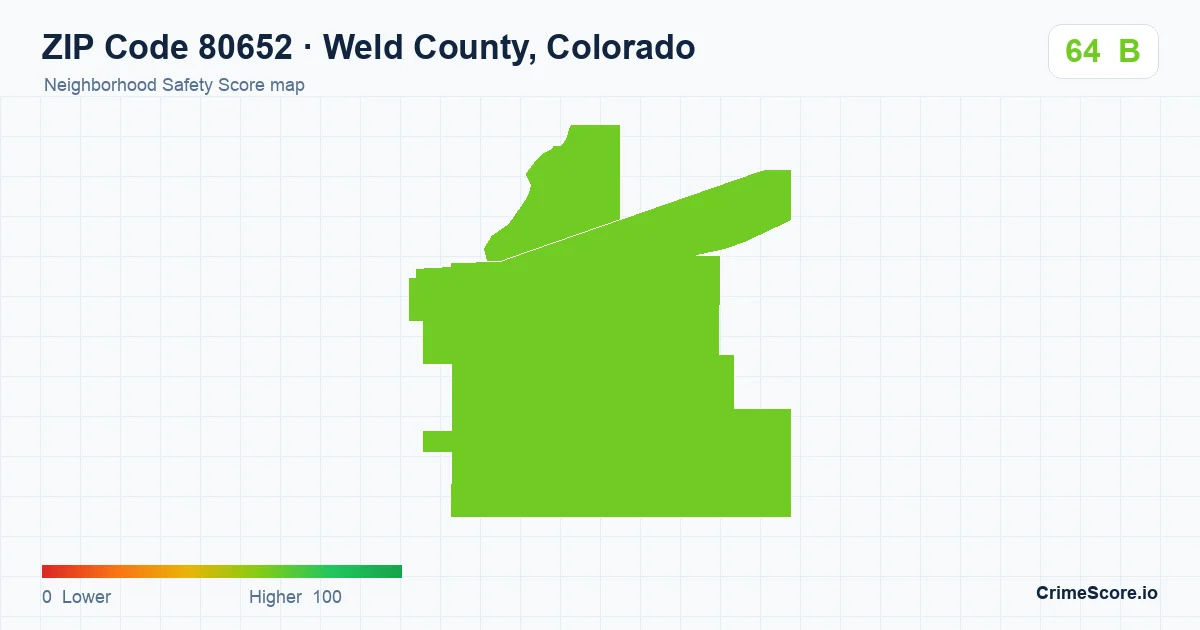 ZIP Code 80652 in Weld County, Colorado neighborhood Safety Score map
