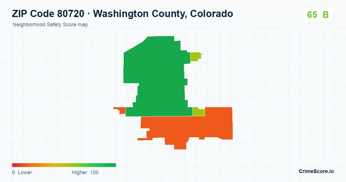 ZIP Code 80720 in Washington County, Colorado neighborhood Safety Score map