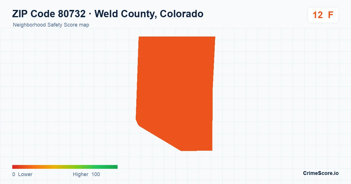 ZIP Code 80732 in Weld County, Colorado neighborhood Safety Score map