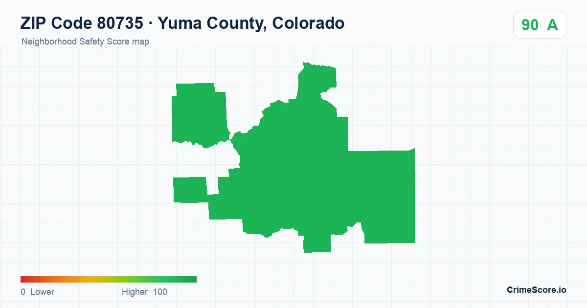 ZIP Code 80735 in Yuma County, Colorado neighborhood Safety Score map