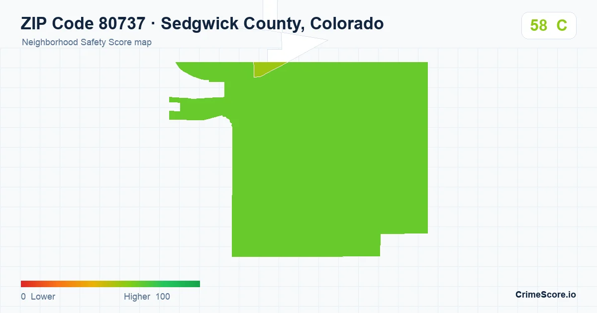 ZIP Code 80737 in Sedgwick County, Colorado neighborhood Safety Score map