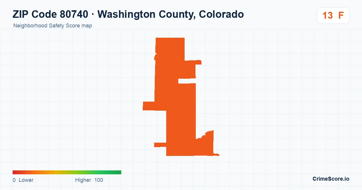 ZIP Code 80740 in Washington County, Colorado neighborhood Safety Score map