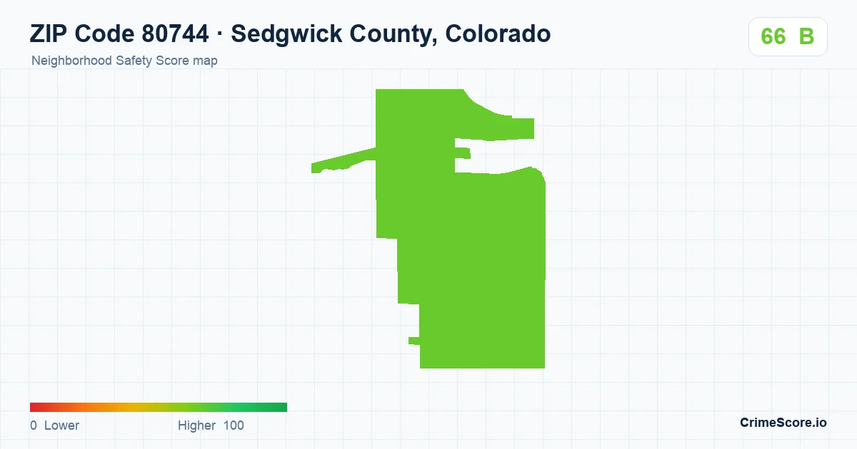 ZIP Code 80744 in Sedgwick County, Colorado neighborhood Safety Score map