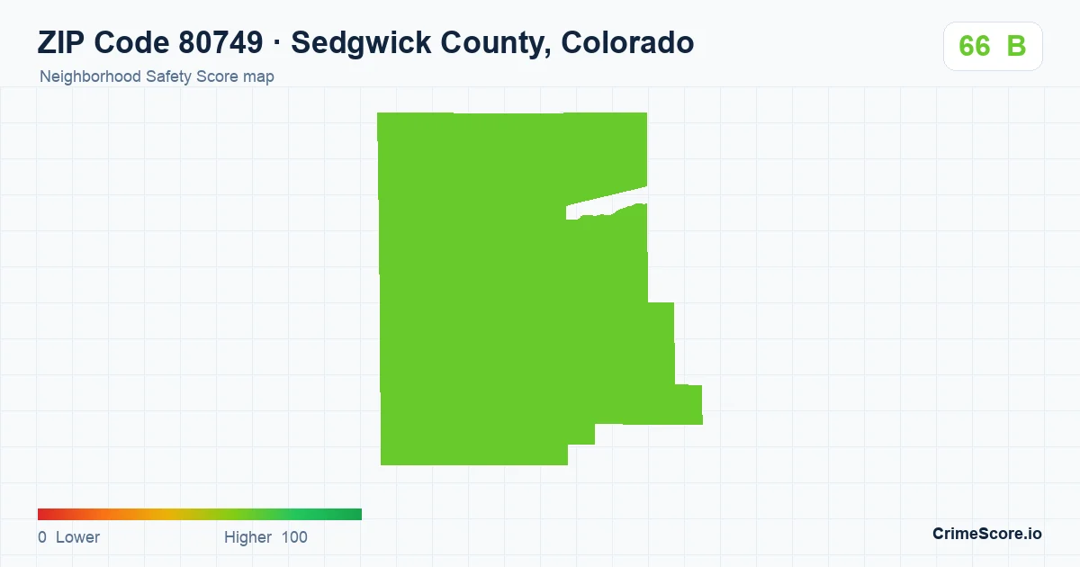 ZIP Code 80749 in Sedgwick County, Colorado neighborhood Safety Score map