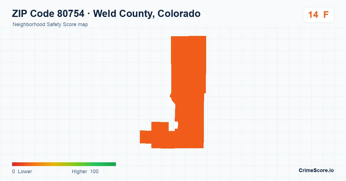 ZIP Code 80754 in Weld County, Colorado neighborhood Safety Score map