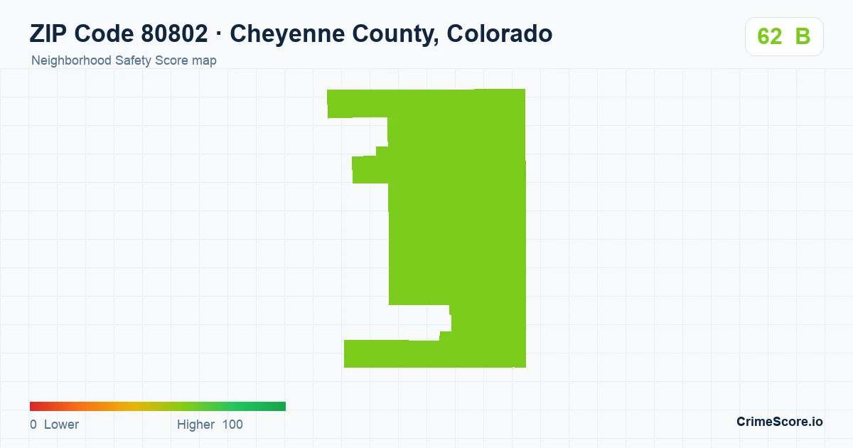 ZIP Code 80802 in Cheyenne County, Colorado neighborhood Safety Score map