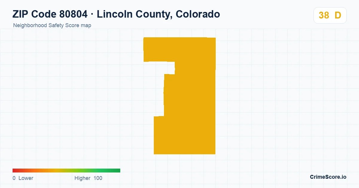 ZIP Code 80804 in Lincoln County, Colorado neighborhood Safety Score map