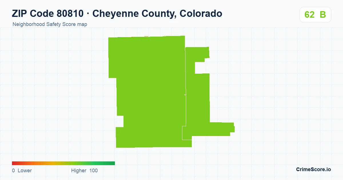 ZIP Code 80810 in Cheyenne County, Colorado neighborhood Safety Score map