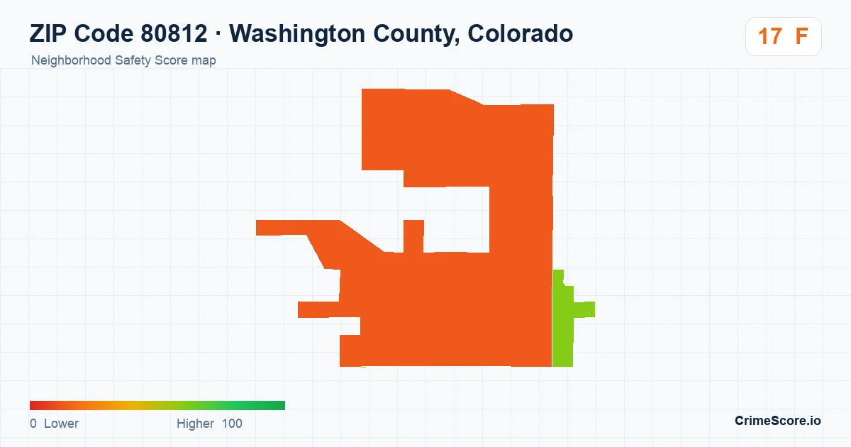 ZIP Code 80812 in Washington County, Colorado neighborhood Safety Score map