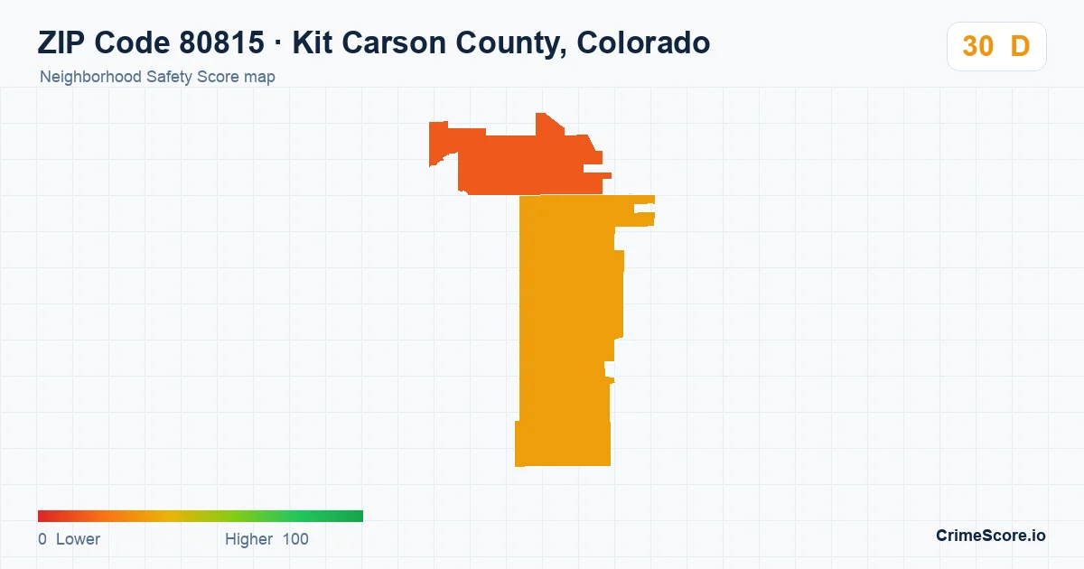ZIP Code 80815 in Kit Carson County, Colorado neighborhood Safety Score map