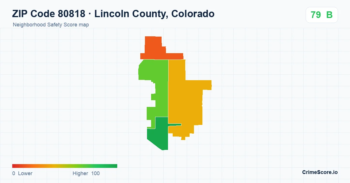 ZIP Code 80818 in Lincoln County, Colorado neighborhood Safety Score map