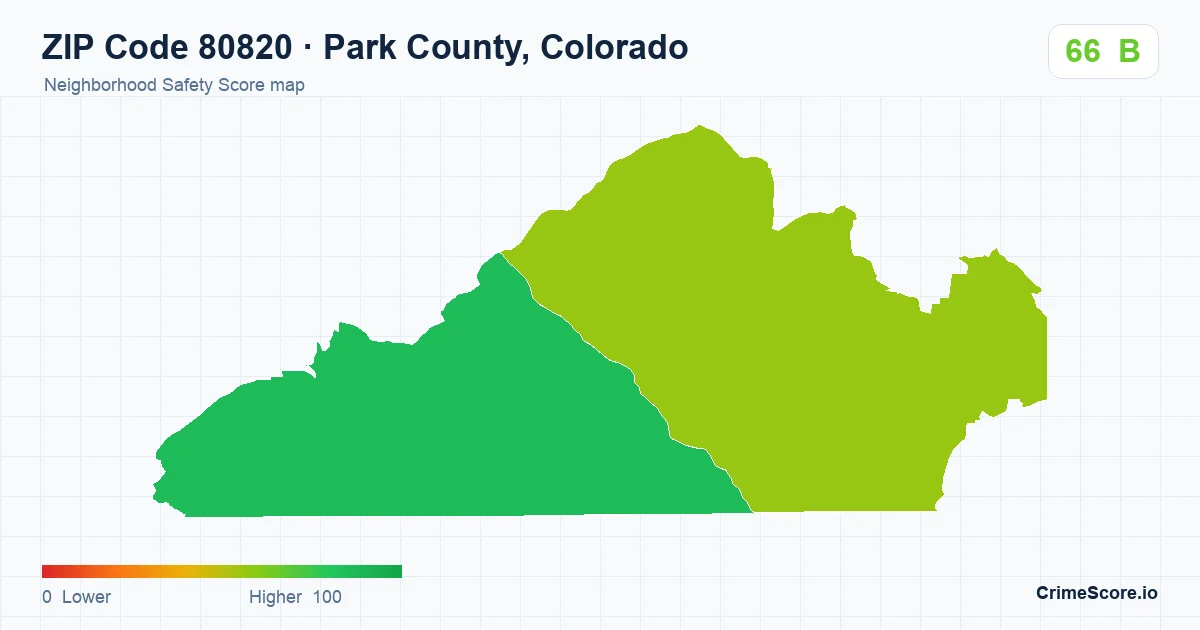 ZIP Code 80820 in Park County, Colorado neighborhood Safety Score map