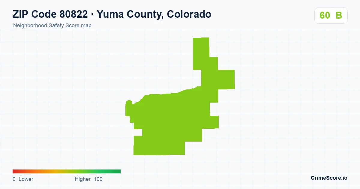 ZIP Code 80822 in Yuma County, Colorado neighborhood Safety Score map