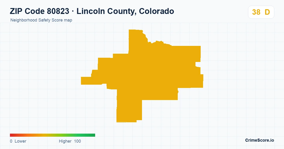 ZIP Code 80823 in Lincoln County, Colorado neighborhood Safety Score map