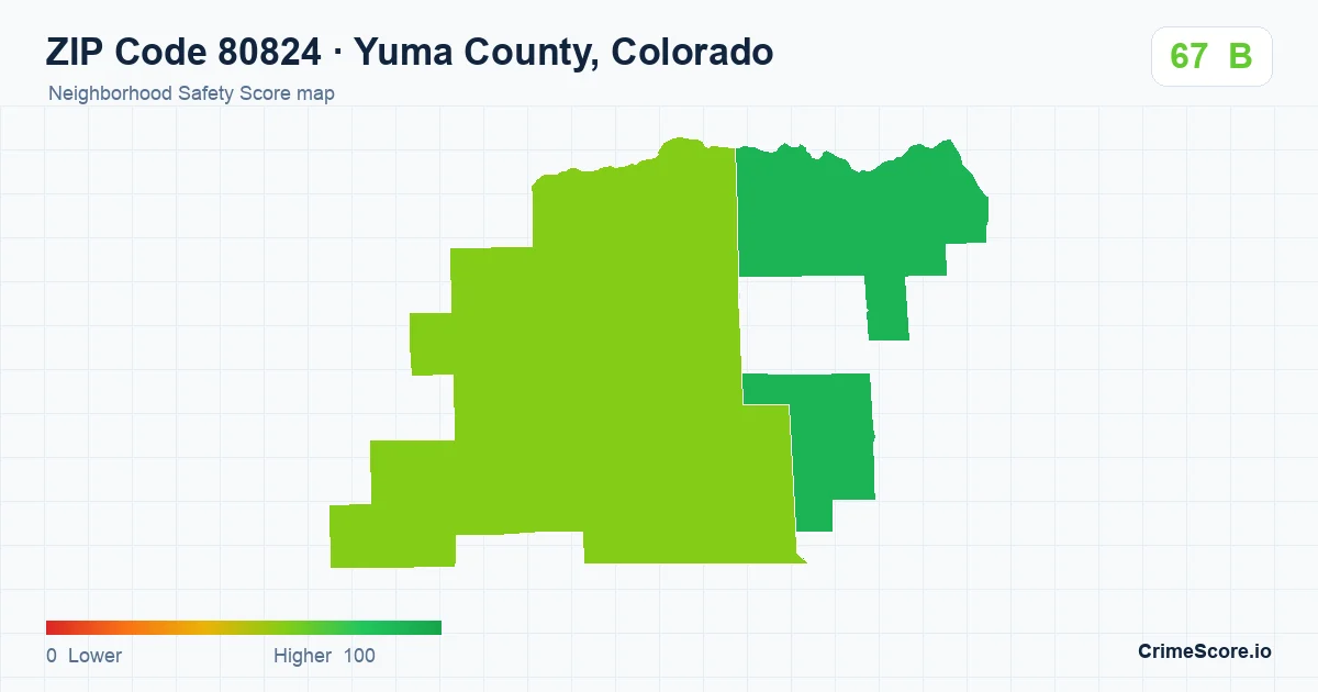 ZIP Code 80824 in Yuma County, Colorado neighborhood Safety Score map