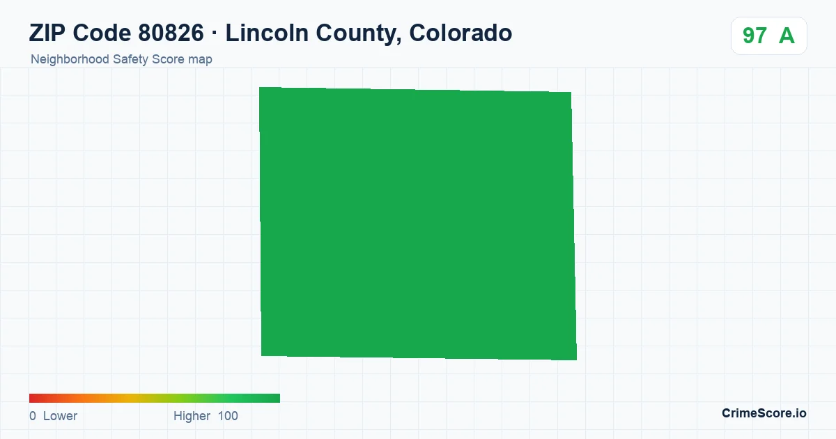 ZIP Code 80826 in Lincoln County, Colorado neighborhood Safety Score map