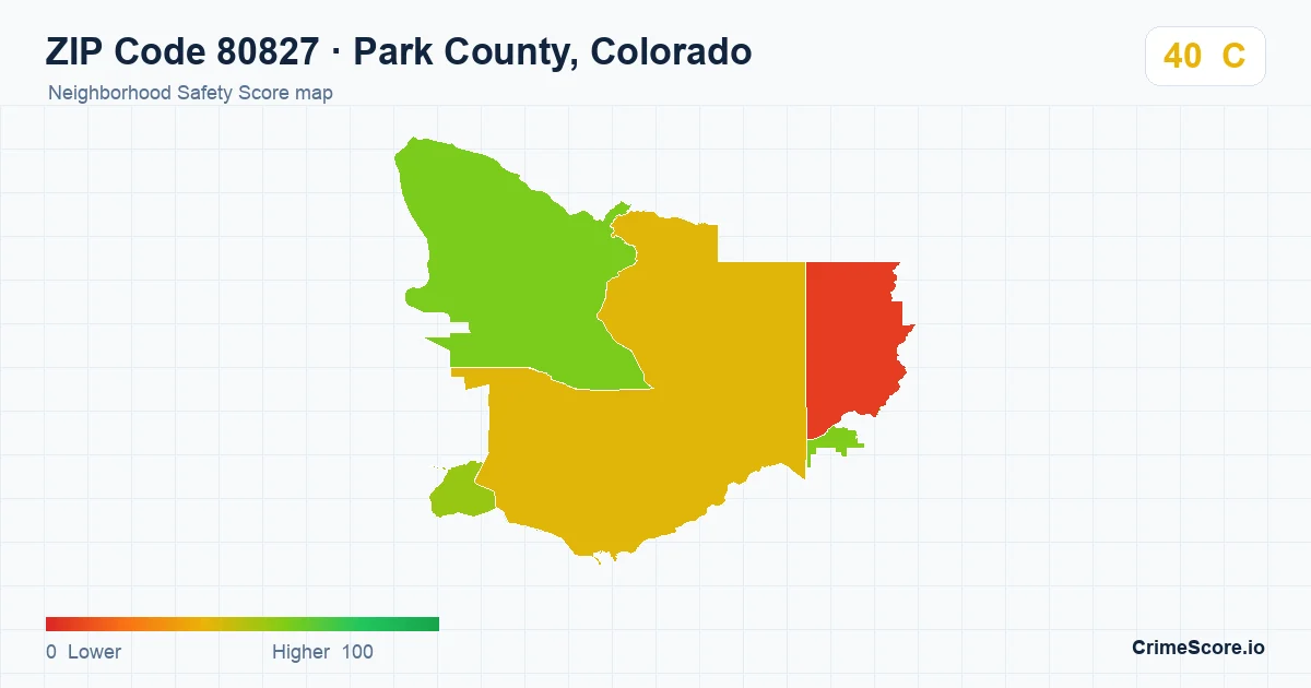ZIP Code 80827 in Park County, Colorado neighborhood Safety Score map