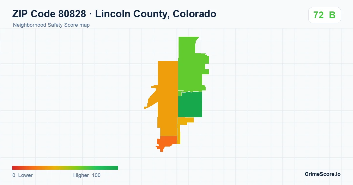 ZIP Code 80828 in Lincoln County, Colorado neighborhood Safety Score map
