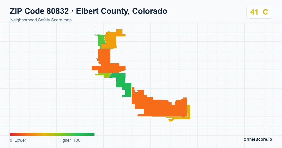 ZIP Code 80832 in Elbert County, Colorado neighborhood Safety Score map