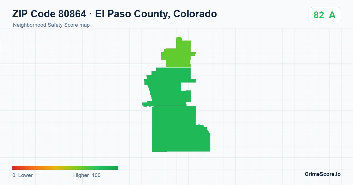 ZIP Code 80864 in El Paso County, Colorado neighborhood Safety Score map