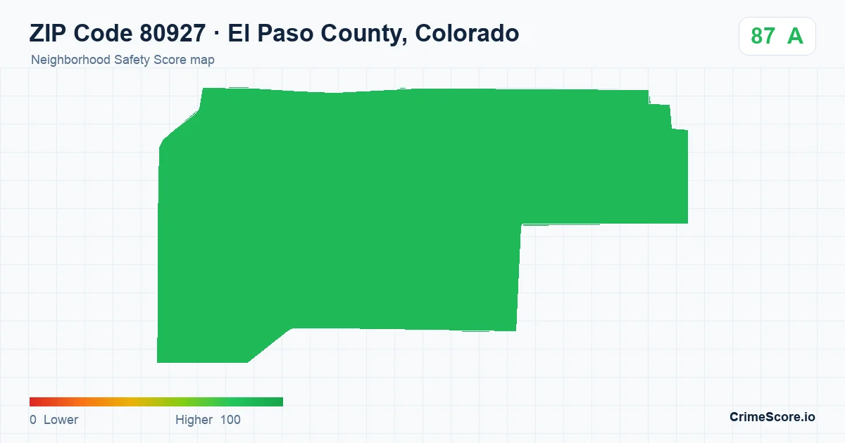 ZIP Code 80927 in El Paso County, Colorado neighborhood Safety Score map