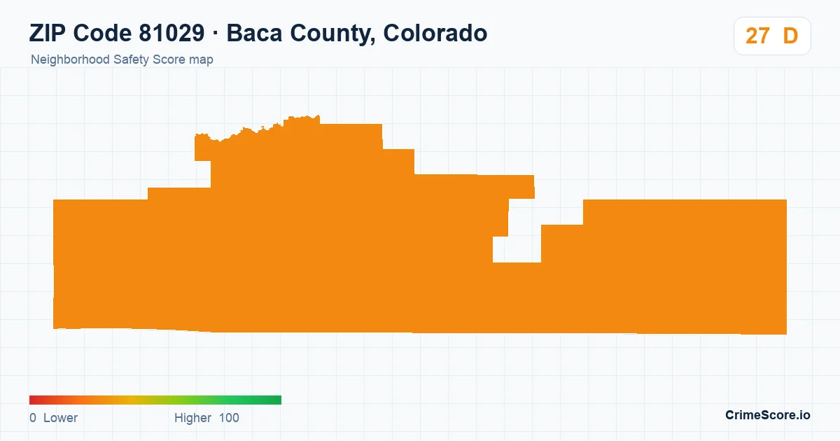 ZIP Code 81029 in Baca County, Colorado neighborhood Safety Score map